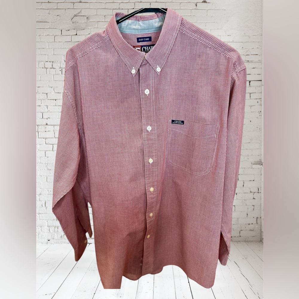 Chaps Men’s Size L Long sleeve Button Down Shirt Cranberry Red checkered